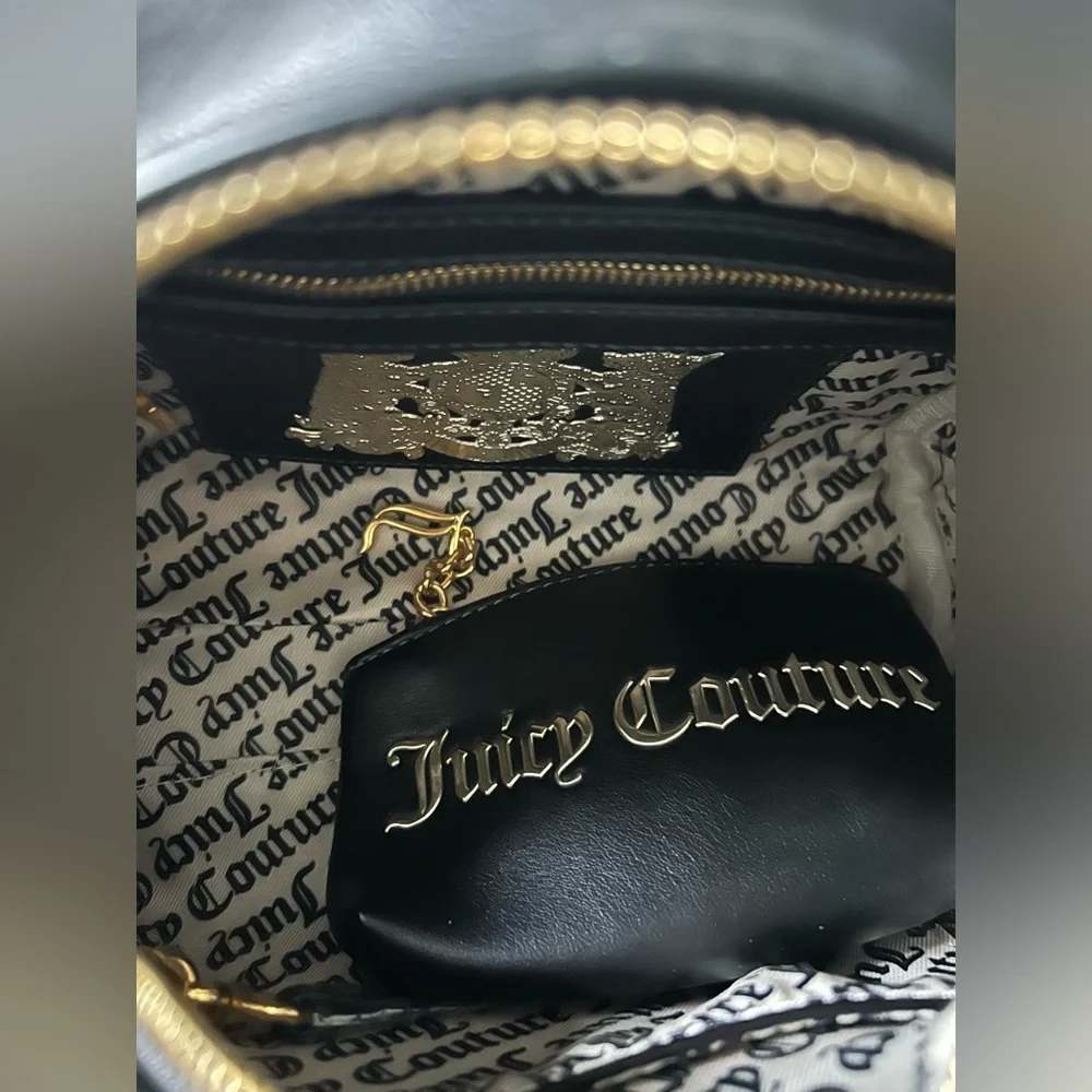 Juicy Couture UK Black Scottie Dog leather satchel Bowler Bag